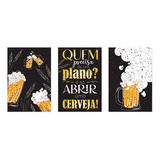 Kit 3 Placas Quadros Decorativos Cerveja Bebidas 0201ktpl