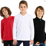 Kit 3 Polo Infantil Manga Longa Confortável Algodão Juvenil
