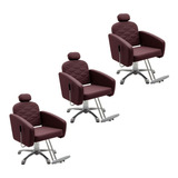 Kit 3 Poltronas Para Salão Reclináveis Elegance Ppé