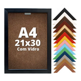 Kit 3 Porta Retrato A4 21x30 Com Vidro Mesa E Parede Cor Preto