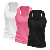 Kit 3 Regatas Femininas Dry Lisa Proteção Uv Academia Treino