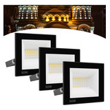 Kit 3 Ry Refletor Led 50w Holofote Cor Da Carcaça Preto Cor Da Luz Branco-quente 110v/220v