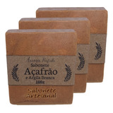 Kit 3 Sabonetes De Açafrão E Argila Branca 100g