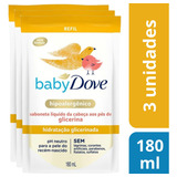 Kit 3 Sabonetes Líquidos Baby Dove Glicerinada Refil 180ml