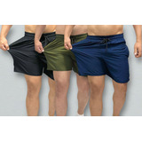Kit 3 Short Masculino Academia Praia C/ Lycra Tactel Bermuda
