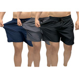 Kit 3 Short Masculino Academia Praia Tactel C Lycra Bermuda