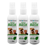 Kit 3 Spray Bucal Pet Clean Menta Para C¿es E Gatos 120ml
