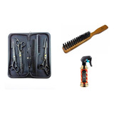 Kit 3 Tesouras 6.0 Fio Navalha Desfiar Escova Borrifador