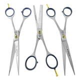 Kit 3 Tesouras Profissionais Barbeiro Fio Laser Navalhas 7.0