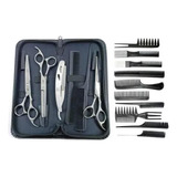 Kit 3 Tesouras Profissional Cabeleireiro Barbeiro 10 Pentes