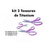 Kit 3 Tesouras Titanium Titânio + Nota Fiscal Envio Imediato