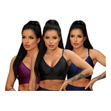 Kit 3 Top 3d Fitness Feminino Academia Esporte Ajuste Bojo