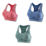 Kit 3 Tops Esportivos Femininos Com Bojo Para Academia Yoga