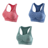 Kit 3 Tops Esportivos Femininos Com Bojo Para Academia Yoga