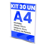 Kit 30 Displays De Parede A4 Acrílico Porta Folhas Expositor