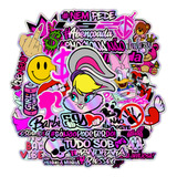 Kit 35 Adesivos Carro Moto Grau Capacete Menina Holografico
