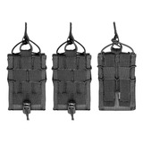 Kit 3x Porta Carregador Fuzil 556 Modular Para Colete Tático Padrão Molle Com Revestimento Interno Em Eva E Retenção Ajustável Contra-ataque
