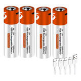 Kit 4 Aa Baterias De Lítio Recarregáveis Número 5 Universal