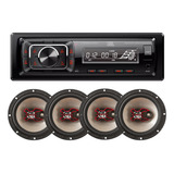 Kit 4 Alto Falantes Bravox B3x60x 6 Pol + Aparelho Mp3 Jbl