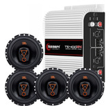 Kit 4 Alto Falantes Jbl 6trms80 80w + Módulo Taramps Ts400x4 Cor Preto
