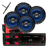 Kit 4 Auto Falante 6 Pol + Toca Radio Carro Mp3 Usb Duster