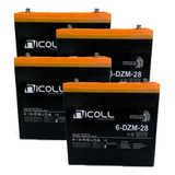 Kit 4 Bateria E-bike 12v 28ah Gel Ciclo Profundo 6-dzm-28 