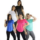 Kit 4 Blusas Fitness Dry Fit Poliéster Academia Feminina