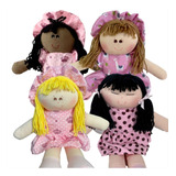 Kit 4 Bonecas Etnias De Pano 30cm Artesanal Dia Das Crianças