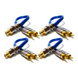 Kit 4 Cabo Rca Y Blindado 2m1f Plug Metal 2 Machos E 1 Fêmea