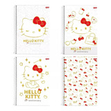 Kit 4 Cadernos Hello Kitty Capa Dura Universitário 80 Folhas