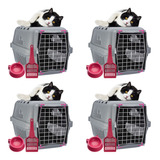 Kit 4 Caixa Transporte Para Cães E Gatos Durapets Rosa Nº2