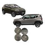 Kit 4 Calota Centro Roda Jeep Compass Renegade Cinz Original