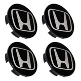 Kit 4 Calotinha Centro Miolo Roda Honda Hrv Civic Preta 69mm