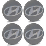 Kit 4 Calotinha Centro Miolo Tampa Roda Hyundai I30 Prata