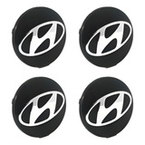 Kit 4 Calotinha Centro Miolo Tampa Roda Hyundai I30 Preto