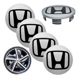 Kit 4 Calotinha Centro Roda Honda Hrv Crv Civic 6,9cm Preta