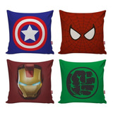 Kit 4 Capa Almofada Super Herois Vingadores Hulk Aranha Cor Azul Kit04-72
