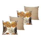 Kit 4 Capas De Almofada Com Zíper 45x45cm Lisa E Estampada Costela De Adão / Caqui