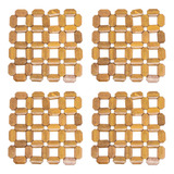 Kit 4 Descanso De Panela Protetor De Mesa Bambu Resistente