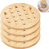 Kit 4 Descanso Panela 19cm Bambu Resistente Mesa Posta