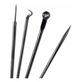 Kit 4 Ferramentas Extrator De Cravo Curetas Inox Com Estojo