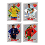 Kit 4 Figurinhas Pratas Raras Legend Extra Sticker Messi Cr7