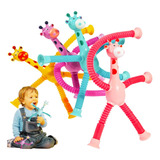 Kit 4 Girafas Pop It Tubo Estica E Gruda Brinquedo Divertido Cor Coloridos