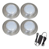 Kit 4 Hiper Led Brustec 6w Luz Azul Inox 316l + Fonte 2a