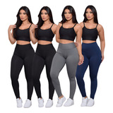 Kit 4 Legging Suplex Feminina Lycra Moda Fitness Academia