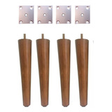 Kit 4 Pé Palito 40cm Moveis + Chapinha Metal Inclinada Cor Palito Chapa Reta