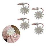 Kit 4 Peças Anel Argola Porta Guardanapo De Pano Tecido Flor