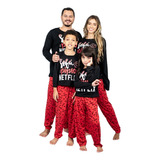Kit 4 Pijama Família Longo Netflix Super Herói Temático 