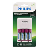 Kit 4 Pilhas Aa Mah Recarregáveis Philips C/ Carregador 2450