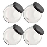 Kit 4 Pote Baleiro Grande 2,5l Tampa Metalizada Cristal